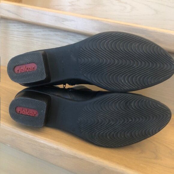 RIEKER Y0791-01 Midnight Black, Navy & Dark Olive Zippered Ankle Boots, Size 39 - Picture 5 of 13